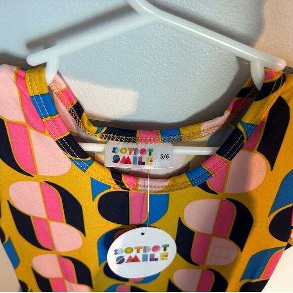 NWT Dot Dot Smile Empire Waist Cap Sleeve Dress – Yellow Retro – Girls 5/6 - Picture 5 of 9